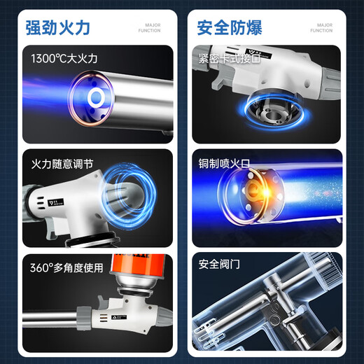 Qing series flame gun card-type liquefied gas spray gun head burning pig hair baking welding gun household igniter blowtorch flame roasting gun classic model high power