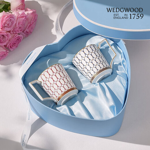 Wedgwood[圣诞礼物]金粉年华马克对杯心形礼盒高颜值情侣杯水杯咖啡杯 金粉年华马克杯心形礼盒