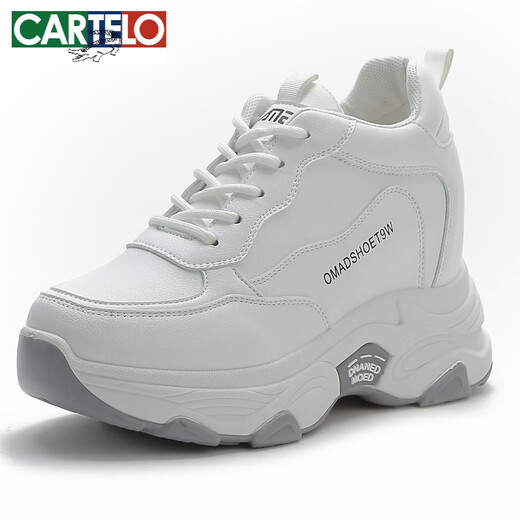 Cartelo Crocodile (Cartelo) Leder innenhöhe Verbesserung weiße Schuhe für Frauen 2025 Frühling Frauen Dad Schuhe Height Verbesserung Frauen Reisen Sportschuhe 826 Weiß 36 36