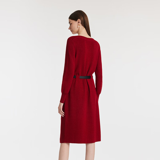 Gloria New Year's red dress red new slimming temperament one-line collar knitted dress 1C1C4G2N0 53R pepper red S