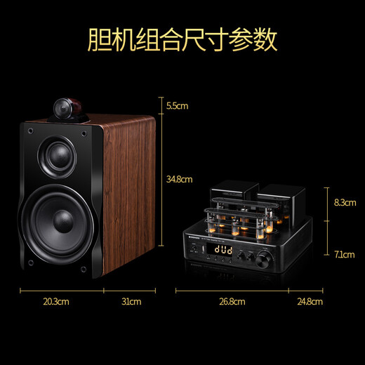 
KINGHOPE Junhao Voice 503 Three-quarter Frequency Hi-Fi Speaker Electronic Tube Bile Amplifier Combination Audio Set HIFI Fever Grade Bluetooth USB Lossless Coaxial Bookshelf Speaker KH-503+126+128DVD (Black)