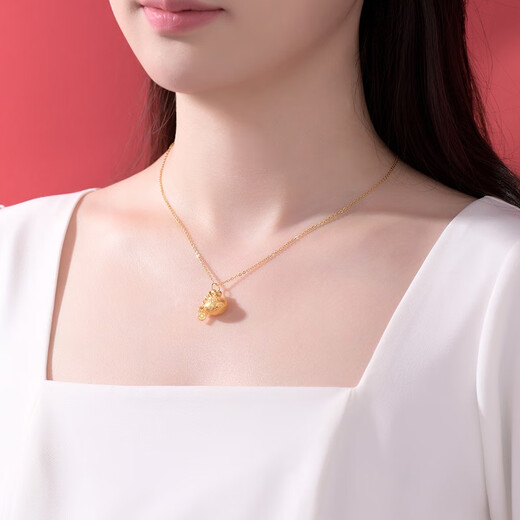 CHINA GOLD Lucky Bag Gold Necklace Women's Pure Gold Fulu Coin Pendant Birthday Gift for Girlfriend and Wife Jingsuda Pure Gold Lucky Bag Pendant About 1.0g*With Silver Chain