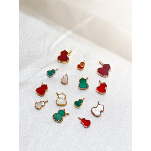 DL 1998 Fat Donglai same style 18K gold gourd pendant au750 rose gold golden pendant red agate clavicle chain set for women medium red agate 18K rose gold (single pendant)