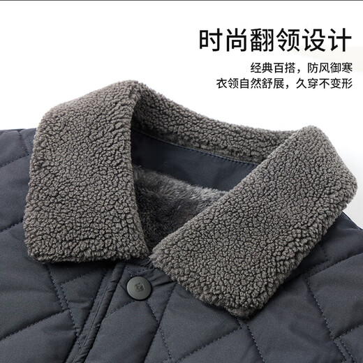 Lomon Cotton Juper Men's Winter Hoat Хлопковая куртка среднего возраста и пожилые мужчины плюс бархатная хлопчатобумажная куртка осень и зимний теплый верхний темно-синий 2xl [125-145Jin [Jin равняется 0,5 кг]]]