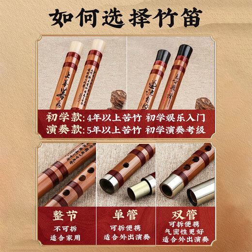 PTNOKA竹笛子初学儿童学生入门横笛EFGD调长笛演奏民族乐器专业演奏推荐 初学可拆【G调双管】少儿推荐