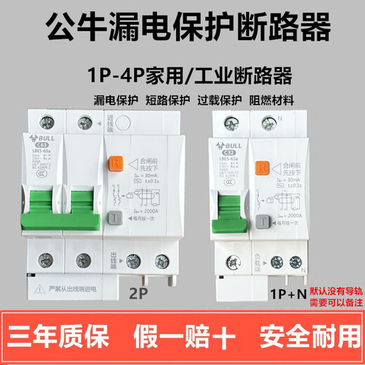 BULL 2p interrupteur à air avec protecteur de fuite interrupteur principal disjoncteur ménage 220V63 20A 1p (interrupteur à air)
