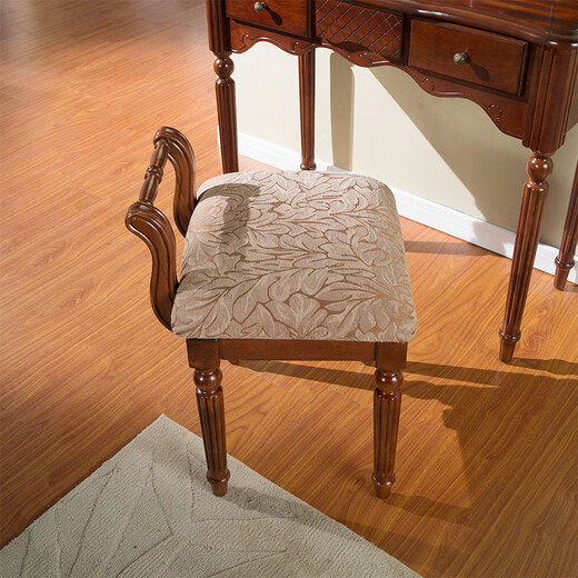 Mexueer American solid wood dressing stool fashion modern simple dressing stool European stool piano stool bedroom dressing table stool walnut color cloth stool