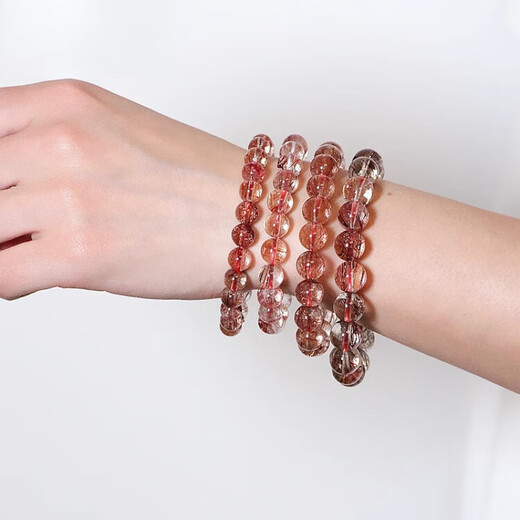 Fat Donglai's same style red hair crystal kelami natural copper hair crystal bracelet for men and women hair crystal bracelet turn (style) bead diameter 10MM