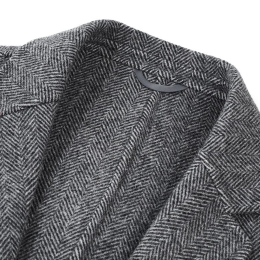 
DK high-end men's herringbone wool suit men's winter double-sided wool suit jacket short large size wool coat gray XL (180)