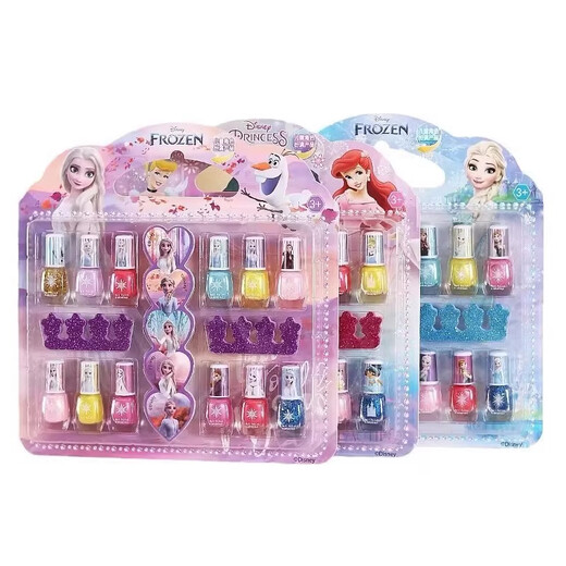 
St. Becky Children's Nail Polish Disney Hand-Teared Water-Sex Baby Girl Aisa Safe and No Taste of Nail Makeup Set Gift Princess Aisa 6 Bottles + 1 Nail Sticker