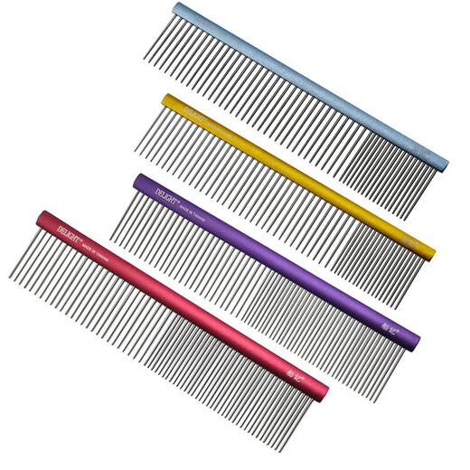 Ship's Row Comb Pet Dog Comb Cat Ragdoll Cat Opening Comb Teddy Bichon Dog Comb T050-Flat Handle-Titanium Steel Silver 15.5cm Puppy Small