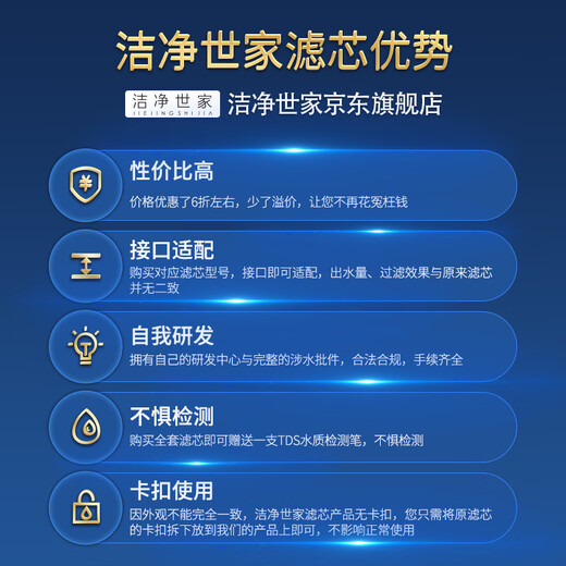 Clean Shijia Adapté à l'élément de filtre à purificateur de purificateur d'eau Qinyuan Universal PPT COTON CTO CARBON RO OSMOSOS RENDE MANBRANE UFTRAFILTRATION ULTRAFILTRATION MEMBRANE T33 Élément de filtre Purificateur d'eau du carbone arrière KRT3890 [Ensemble complet de 4 paquets]