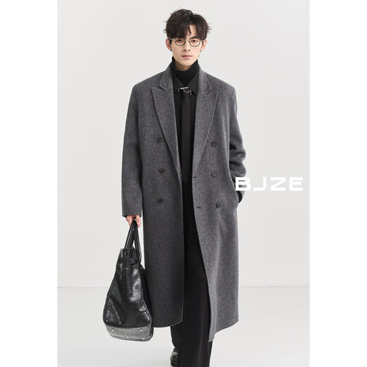 
Earl Dowel Goose-in-Line Full Wool Double-Side Wool Coat 100% Men's Long Over-Knee Warm Jacket 2024 Autumn and Winter New Style Black (plus removable-Goose-In-Line) M (170)