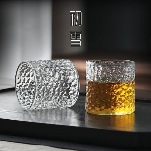 Chuxue Japanese-style glass liquor cup 2 for two families, light luxury high-looking small 100ml drinking cup set, dragon scale wine cup 2 pieces