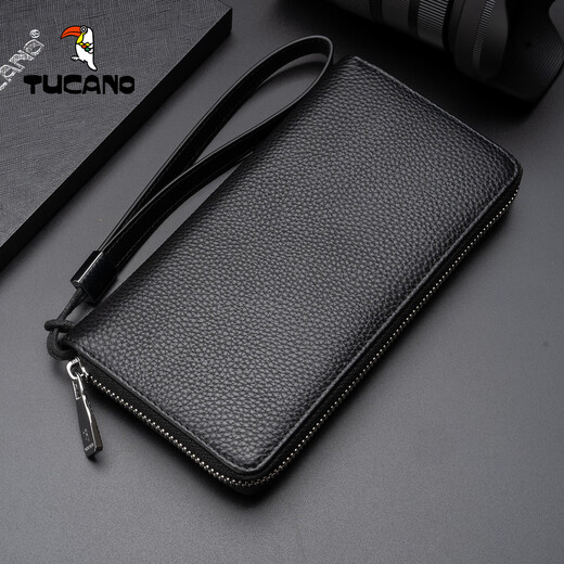 Specht echtes Leder-Leder-Reißverschluss Brieftasche 2025 Neues langes Multi-Karten-Handgrabungsbeutel Herren Brieftasche Cowhide Leder Clutch Einfache Verpackung
