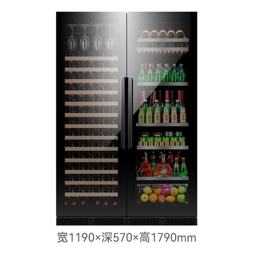 PULADI frequency conversion first-class energy efficiency red wine cabinet constant temperature wine cabinet embedded frost-free wine compressor home living room smart office refrigerator first-class energy efficiency frequency conversion thin wine cabinet + ice bar combination 654L