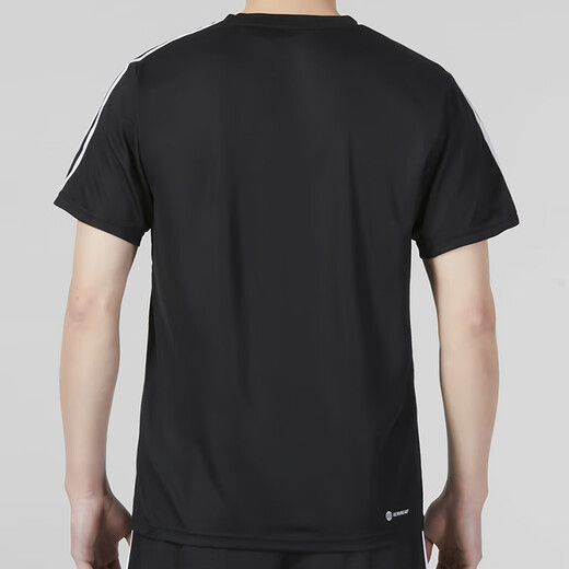 阿迪达斯 （adidas）男子速干健身运动套装 跑步训练服篮足球服短袖T恤透气短裤两件套 IB8150+JE6436/三条纹款 M/175