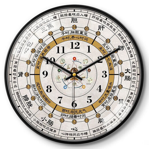 Ziwu Liuzhu Bagua Creative Wall Clock Traditional Chinese Medicine Health Home Clock Beauty Salon SPA Club Silent Wall Clock LQXBK677 Black Needle Black Frame 8 inches (diameter 20 cm)