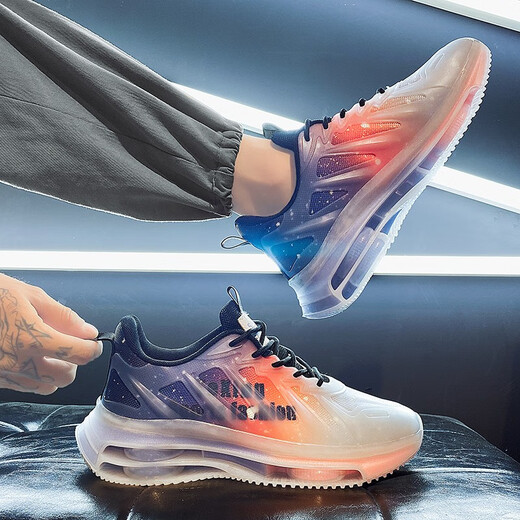 EXUELING men's shoes autumn breathable cushion shock-absorbing large size men's shoes sports shoes youth trendy running shoes heightening autumn shoes men TK757 gray orange 42 (260mm)