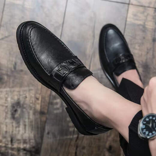 Katile Crocodile Winter Style Coreano Corea Toe Cuero zapatos para hombres Zapatos de hombres casuales de moda británica para estilistas de negocios Doudou zapatos para hombres un pie 6191 Black 40 zapatos deportivos Tamaño