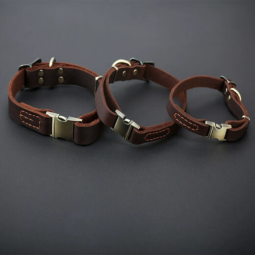 Dog Collar Cowhide Genuine Leather Dog Collar Large Dog Golden Retriever German Shepherd Dog Collar Genuine Leather Dog Collar Medium Size (25-60Jin Jin equals 0.5kg) Size Ordinary Cowhide