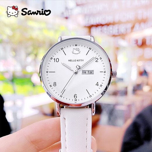 Hello Kitty Sanrio watch female student junior high school exam watch Hello Kitty dual calendar quartz watch girls birthday gift