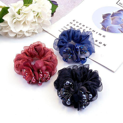 Dragon Girl Hair Ball Hair Ball Mom Hair Tie Temperament Hair Tie 2025 Internet Celebrity Hair Accessory Rubber Band for Women 2-piece Set Dark Coffee + Black