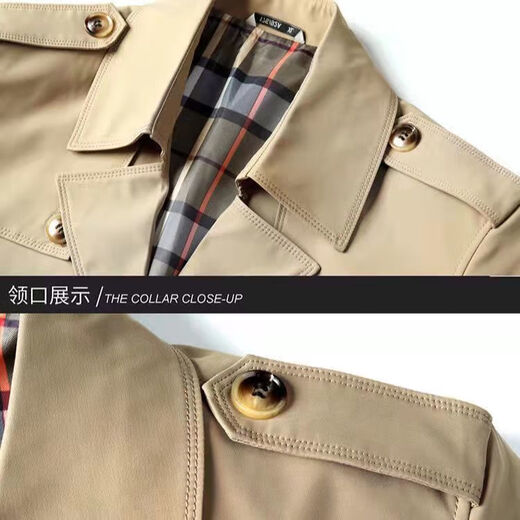 
ZMEX mid-length windbreaker men's clothing spring new single-breasted large-size jacket business casual coat thin men's jacket suit collar thin jacket black 175/92A_Suggestion 115-125Jin[Jin equals 0.5 kg]