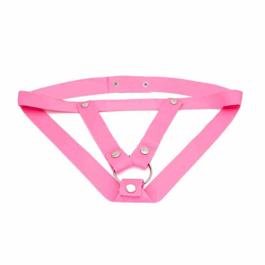 Confidential delivery of men's chastity lock auxiliary belt men's anti-cheating elastic belt cobra cb lock men's abstinence chastity V-shaped auxiliary belt - black thong double penis