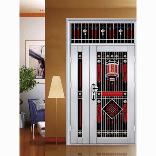 Qinkai authentic stainless steel single door with bright window country glass balcony transom door stainless steel anti-theft door entry 860*2480 inner right/outer left