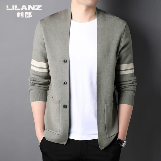 Lilang Herren Woll-Strickjacke 2024 Herbst und Winter Neue Herrenmode, lässige und rein matchorientierte Pullover schwarz 175/92a (vorgeschlagen 135-150jin [Jin ist gleich 0,5 kg])