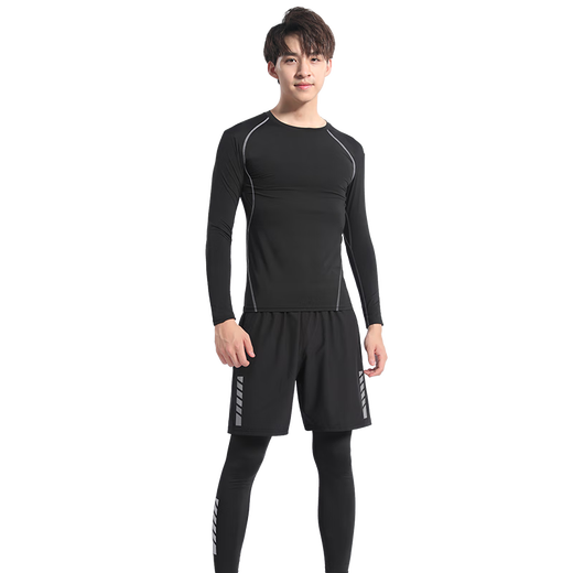 Alen Botun swimsuit suit men's full-body sun protection long-sleeved long-pants swimming trunks men's swimming full set surfing swimsuit hot spring wetsuit long-sleeved three-piece set gray line [anti-embarrassment and quick-drying] XL [145-160Jin [Jin equals 0.5 kg ]]