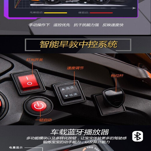 Harley Bella Lamborghini children's electric car toy car can sit on and remote control four-wheeled child baby baby car upgraded orange + Bluetooth mobile phone remote control + soft tires +