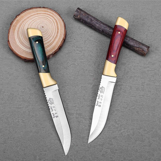 Mongolian handmade knife gift box, Mongolian hand-grip meat knife, steak knife, Mongolian static model toy, double copper-red handle 6 pieces + gift box
