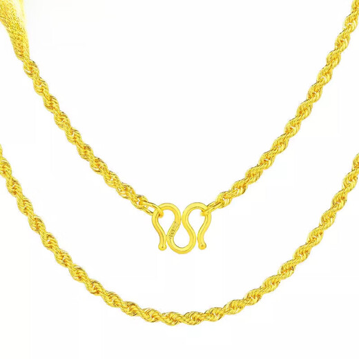 Peso Bird Necklace Women's 9999 Foot Sand Gold Twist Necklace Simple Gold Necklace Pure Gold Solid Chain Rope Chain Clavicle Chain 6g 45cm Twist Necklace Female Lao Fengxiang's Same Style