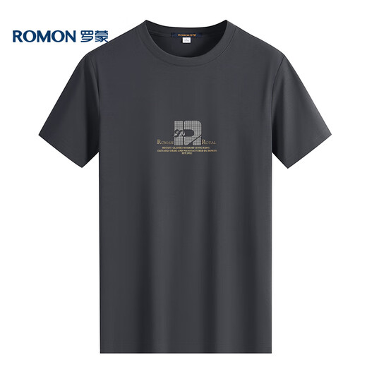 罗蒙（ROMON）短袖t恤男夏季休闲短袖男士冰丝感打底衫体恤男LM688 灰色 XL