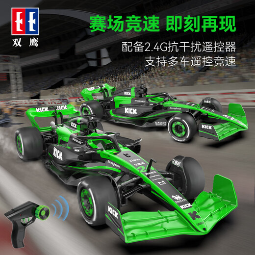 DOUBLE E双鹰遥控玩具跑车F1索伯车队赛车C44成人高难度男孩玩具礼物收藏 E733-001绿色