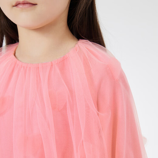 Jnby von Jnby Jiangnan Stoff Kinderkleidung Frühlings- und Sommerkleid-Mesh Spleißen Prinzessin Rock mit mittlerem Ärmeln Kinder 1N2G13780 620 Kirschblütenpulver 150 cm