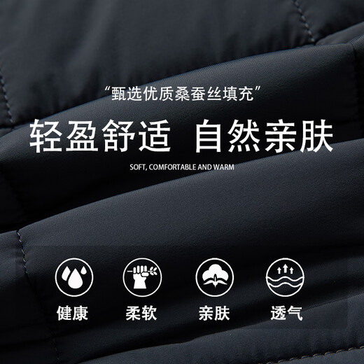 FULANLE PAULO high-end cotton-padded coat, wool-filled thickened cotton coat, dad's autumn and winter casual coat, middle-aged business men's lapel cotton-padded jacket, blue 170/M