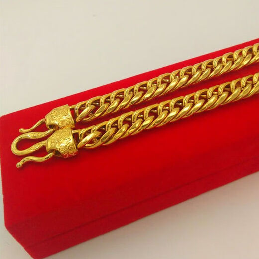 DRJEFUN Vietnamese sand gold necklace men's gold long-lasting boss chain men's gold-plated tank necklace gold shop 5 mm 60 cm 25 grams + free ring