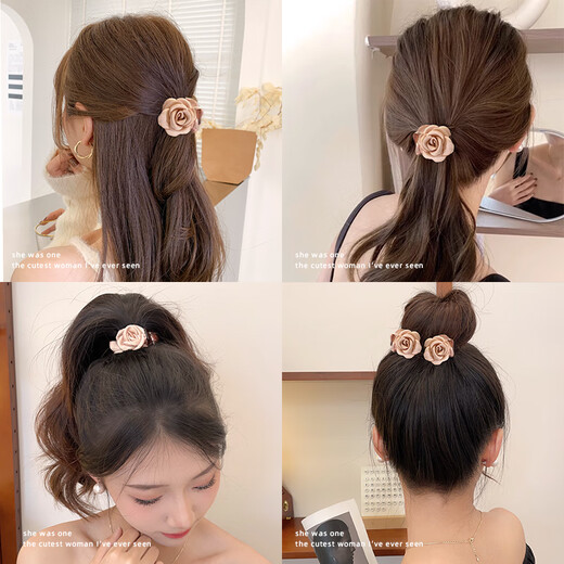 Yidaiier Camellia Clip Clip for Women 2025 Nouvelle tête de dos haut de gamme Rose Clip de cheveux à demi-attaché Clip de fleur Accessoires de cheveux F2694 Clip rose clair / Single 4cm