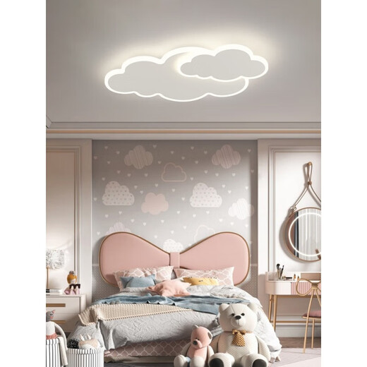 永智云朵卧室灯led吸顶灯现代简约温馨浪漫创意男女孩房间灯儿童房灯 白色45*30*5CM 白光