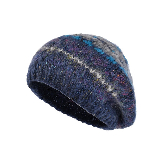 Kenmont Warm Ear Protection Wool Hat Women's Winter Large Head Circumference Beret Fashion Purple Knitted Hat Korean Style Pile Hat 9310 Navy Blue One Size 58cm