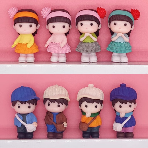 Gelun cartoon little girl cute doll boy couple decoration landscaping birthday gift office desk decoration set 4 boy next door
