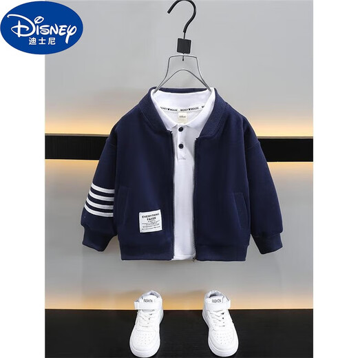 Disney (Disney) Boys' Jackets Autumn Clothes Little Boys Cardigan Two-Year-Old Baby Boy Baseball Uniform Outer Children's Jacket Top Navy Blue (Single Baseball Uniform Jacket) 100cm