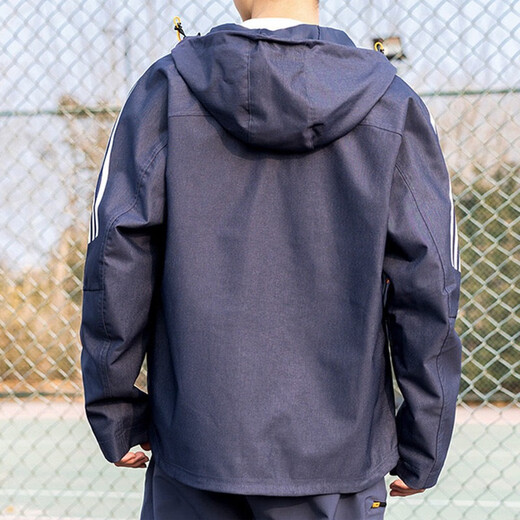阿迪达斯 （adidas）外套男士夏季运动服梭织防风连帽休闲上衣夹克HE9905 HE9905蓝色 S