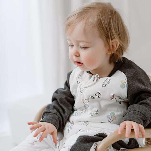 Nest Designs Baby Sleeping Bag Infant and Toddler Autumn and Winter Bamboo Wool Sunny Thin Quilt Children's Long Sleeve Split Leg Anti-Kick Quilt Member Exclusive Warm Ginger Balloon Astronaut Thin Quilt (Recommended 16-18) Size 90 (Recommended Height 80-90cm)