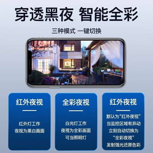 科世奇无需连网络wifi连手机远程高清摄像头室外防水监控器家用360度无死角夜视全景旋转球机户外4g无线 wif款+三镜头三画面+全彩跟踪+对讲+停电续航 30天全天循环录像