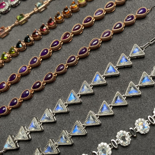 DL 1998 tanzanite bracelet natural colored gemstone tourmaline tanzanite translucent blue moonlight blue ruby grandmother square clear water and field jade bracelet