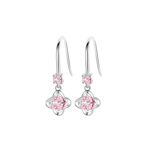 Ji Shizhe's platinum four-leaf clover earrings for women, high-end tassel earrings, heart-warming birthday and Valentine's Day gifts for wife and girlfriend, white diamond earrings, made of PT950 platinum